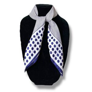 Purple Polka Dots Vtg Silk Scarf 26” X 26” White Women Square Scarve Tie
